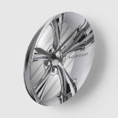 理容師クロム縁 ラウンド壁時計 (傾斜)