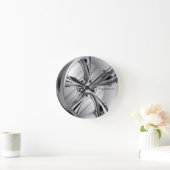 理容師クロム縁 ラウンド壁時計 (ホーム)