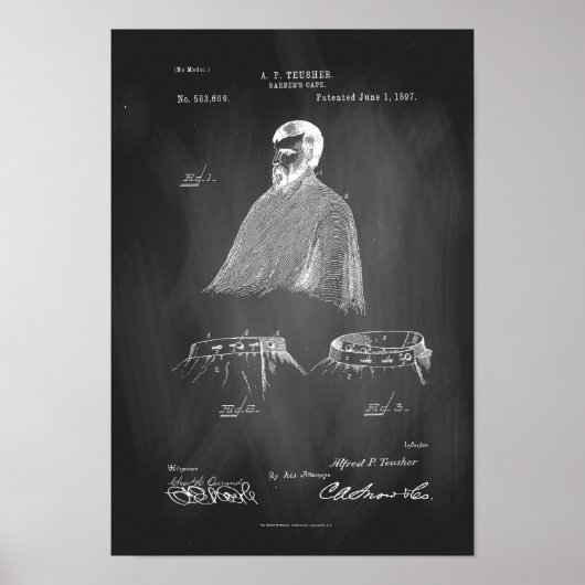 理容師ケープアンティーク特許ポスターシャルボード ポスター (正面)