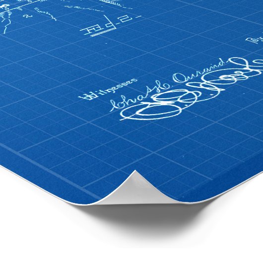 理容師ケープアンティーク特許ポスター青写真 ポスター (角)