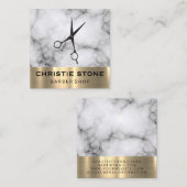 理容師サロンシアーズマーブル金ゴールドトリム スクエア名刺 (正面/裏面)