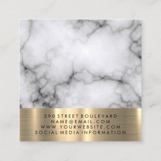 理容師サロンシアーズマーブル金ゴールドトリム スクエア名刺 (裏面)
