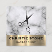 理容師サロンシアーズマーブル金ゴールドトリム スクエア名刺 (正面)