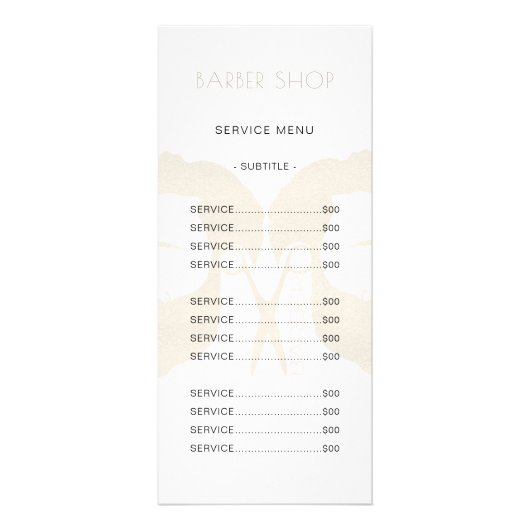 理容師サロンシンプルサーモダンエレガントビスのメニュー ラックカード (裏面)