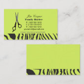 理容師シャープシザーズゼブラ縞模様 名刺 (正面/裏面)