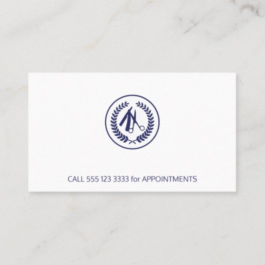 理容師ショッカスタムプのロシンプルゴモダンネイビーホワイト 名刺 (裏面)