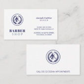 理容師ショッカスタムプのロシンプルゴモダンネイビーホワイト 名刺 (正面/裏面)