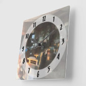 理容師ショップとSunストリーミング窓 スクエア壁時計 (傾斜)