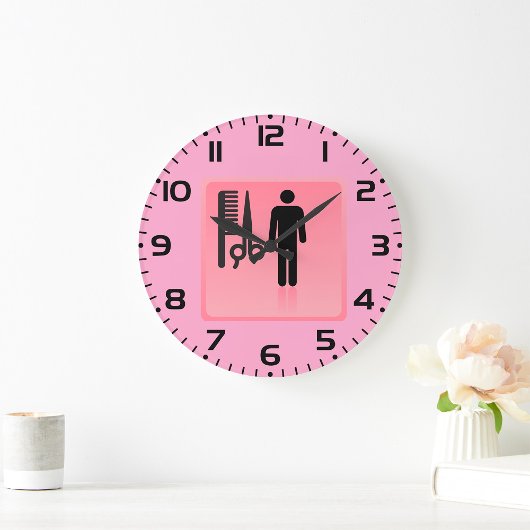 理容師ショップのアイコンヘアカット櫛とハサミ ラージ壁時計