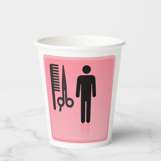 理容師ショップのアイコンヘアカット櫛とハサミ 紙コップ (正面)