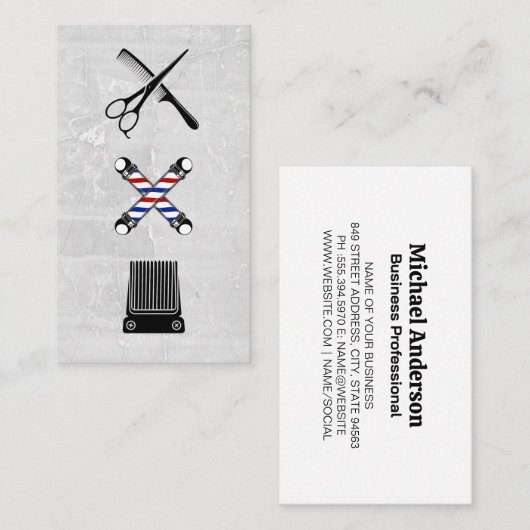 理容師ショップのアイコン |ヘアカット 名刺 (正面/裏面)