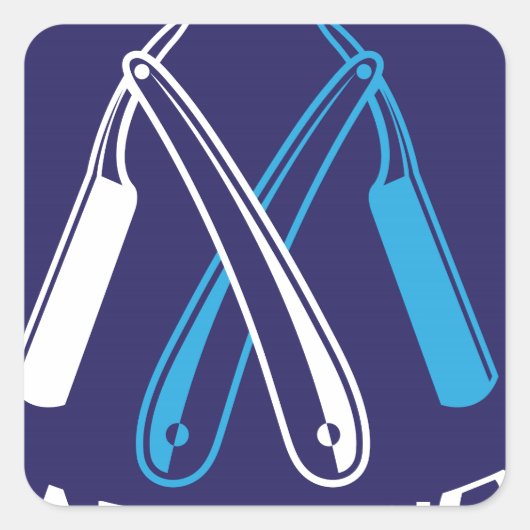 理容師ショップのロゴアイコンのベクター スクエアシール (正面)