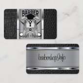 理容師ショップのロゴ/スカル名刺 名刺 (正面/裏面)