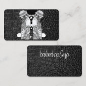 理容師ショップのロゴ/スカル名刺 名刺 (正面/裏面)