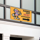 理容師ショップはこちら矢印ターン右フェンス広告 横断幕 (ビルの外側)