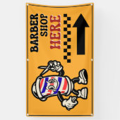 理容師ショップはこちら矢印ターン右フェンス広告 横断幕 (縦)