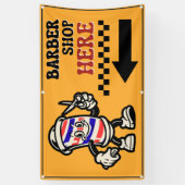 理容師ショップはこちら矢印ターン離れフェンス広告 横断幕 (縦)