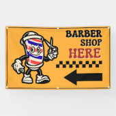 理容師ショップはこちら矢印ターン離れフェンス広告 横断幕 (横)