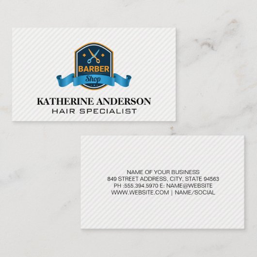 理容師ショップはさみバッジ 名刺 (正面/裏面)