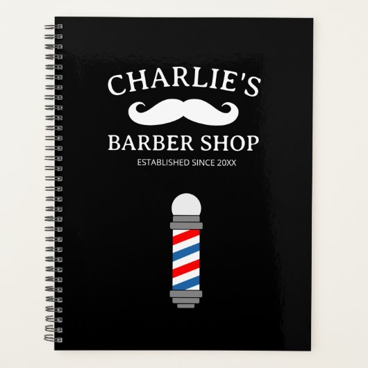 理容師ショップアポイントメントプランナーと口ひげロゴ プランナー手帳 (正面)