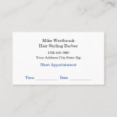 理容師ショップアポイントメント名刺テンプレート 名刺 (裏面)