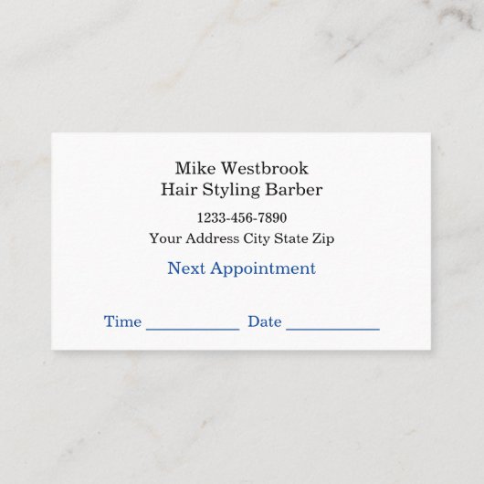 理容師ショップアポイントメント名刺テンプレート 名刺 (裏面)