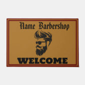理容師ショップウェルカムバーバーショップヘアスタイルDIY名 ドアマット (正面)