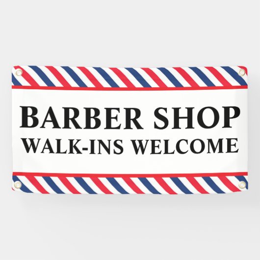 理容師ショップウォークインウェルカムビジネス広告 横断幕 (横)
