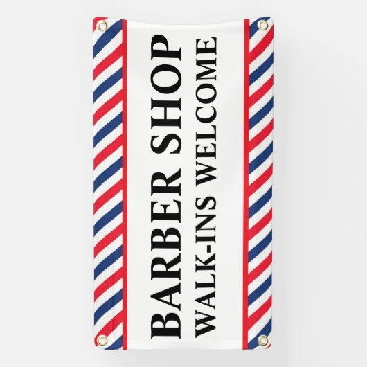 理容師ショップウォークインウェルカムビジネス広告 横断幕 (縦)