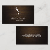 理容師ショップウッドバックグラウンドヴィネット 名刺 (正面/裏面)