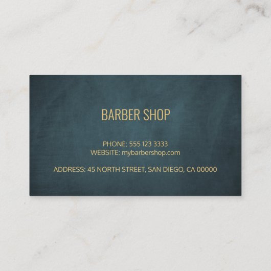 理容師ショップエレガントネイビー金ゴールドタイポグラフィ幾何学 名刺 (裏面)