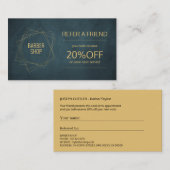 理容師ショップエレガントネイビー金ゴールド紹介テンプレート 紹介カード (正面/裏面)