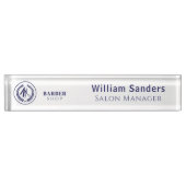 理容師ショップカスタムロゴシンプルビジネスマネージャー デスクネームプレート (正面)