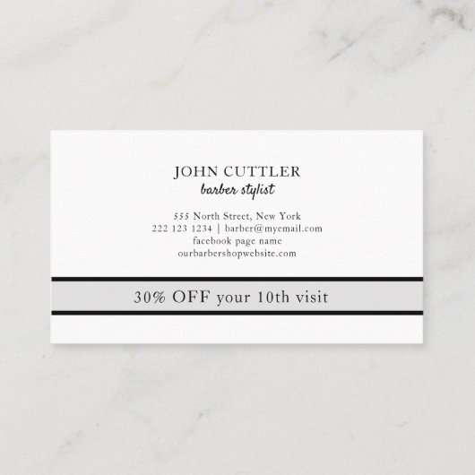 理容師ショップカスタムロゴ名顧客パンチ ロイヤリティカード (裏面)