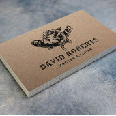 理容師ショップカミソリ&バラバーバーショップクラフト素朴クラフト 名刺