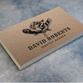 理容師ショップカミソリ&バラバーバーショップクラフト素朴クラフト 名刺