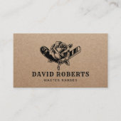 理容師ショップカミソリ&バラバーバーショップクラフト素朴クラフト 名刺 (正面)