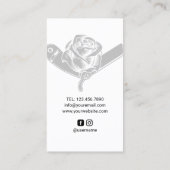 理容師ショップカミソリ&バラフラワーロゴバーバーショップ 名刺 (裏面)