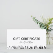 理容師ショップギフト券ブラックスケッチシンプル サンキューカード (スタンド正面)