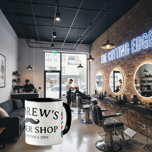 理容師ショップコーヒーマグ、ポールと口ひげ マグカップ