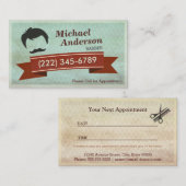 理容師ショップサロン-ヴィンテージアポイントメントカード 予約カード (正面/裏面)