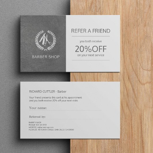 理容師ショップシルバーグレーロゴ紹介テンプレート 紹介カード