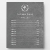 理容師ショップシルバーダークグレーレザーの価格表 フォトプラーク (正面)