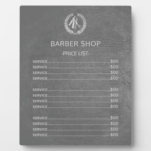理容師ショップシルバーダークグレーレザーの価格表 フォトプラーク (正面)