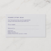 理容師ショップシンプルネイビーグレイ友人を参照 紹介カード (裏面)