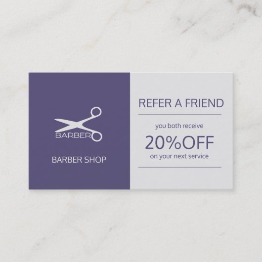 理容師ショップシンプルネイビーグレイ友人を参照 紹介カード (正面)