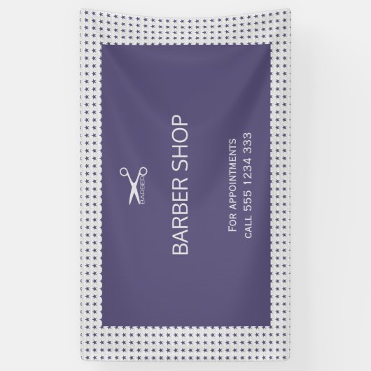 理容師ショップシンプルネイビーグレイ星模様 横断幕 (縦)