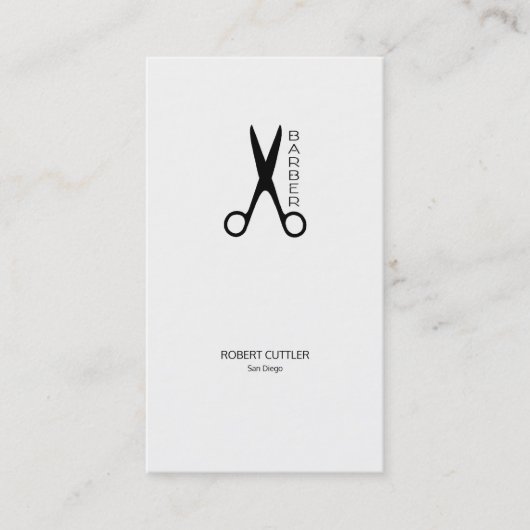 理容師ショップシンプルハサミ白黒 名刺 (正面)