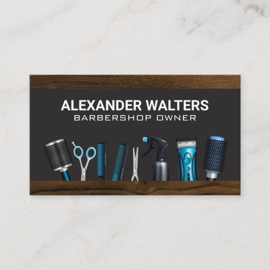 理容師ショップスタイリストツール | ウッド 名刺 (正面)