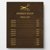 理容師ショップダークブラウンレザールックの価格表 フォトプラーク (正面)